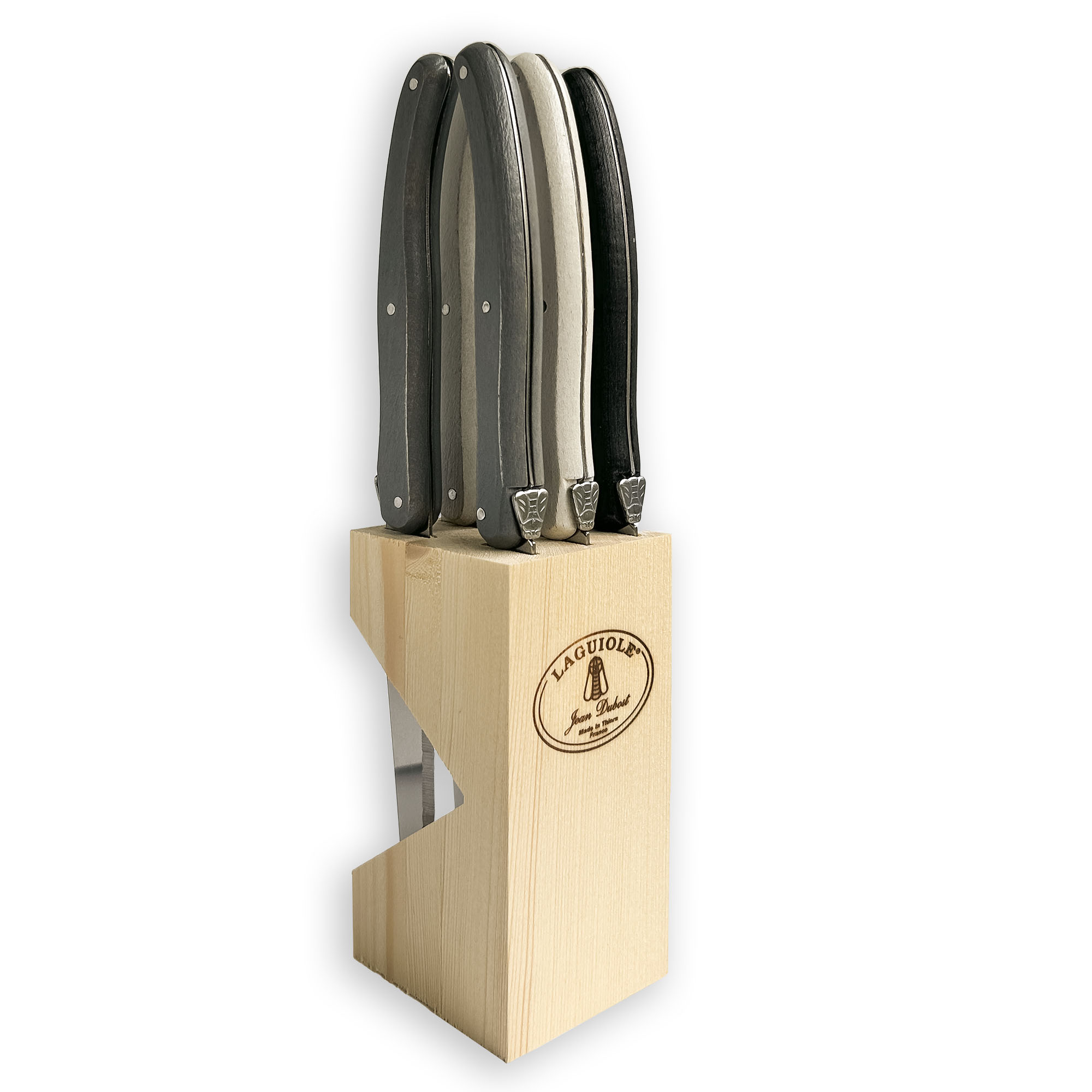 Laguiole 6 stk. steakknive i blok 3 farver
